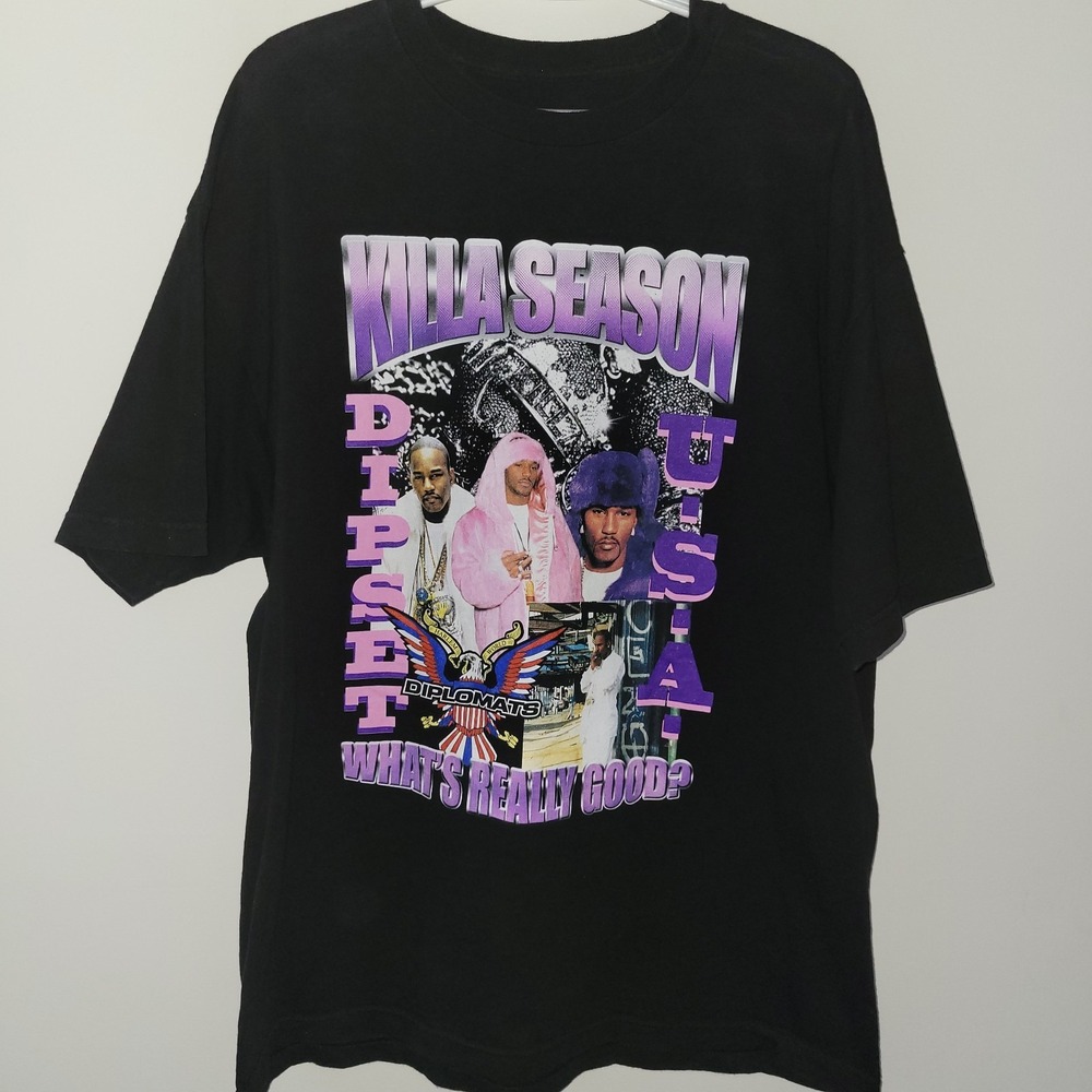 Killa Season Dipset Diplomats Cam'Ron Black Pink Short Sleeve T-Shirt Size XL